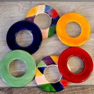 🌵Vintage 80s 4 Napkin Rings Bright Colorful